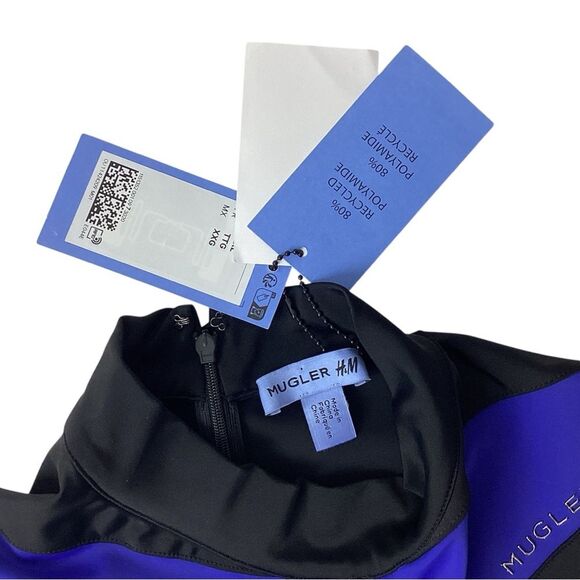 MUGLER x H&M Collab NWT Size XXL Spiral Paneled Mini Dress Colorblocked Bodycon - Picture 7 of 12